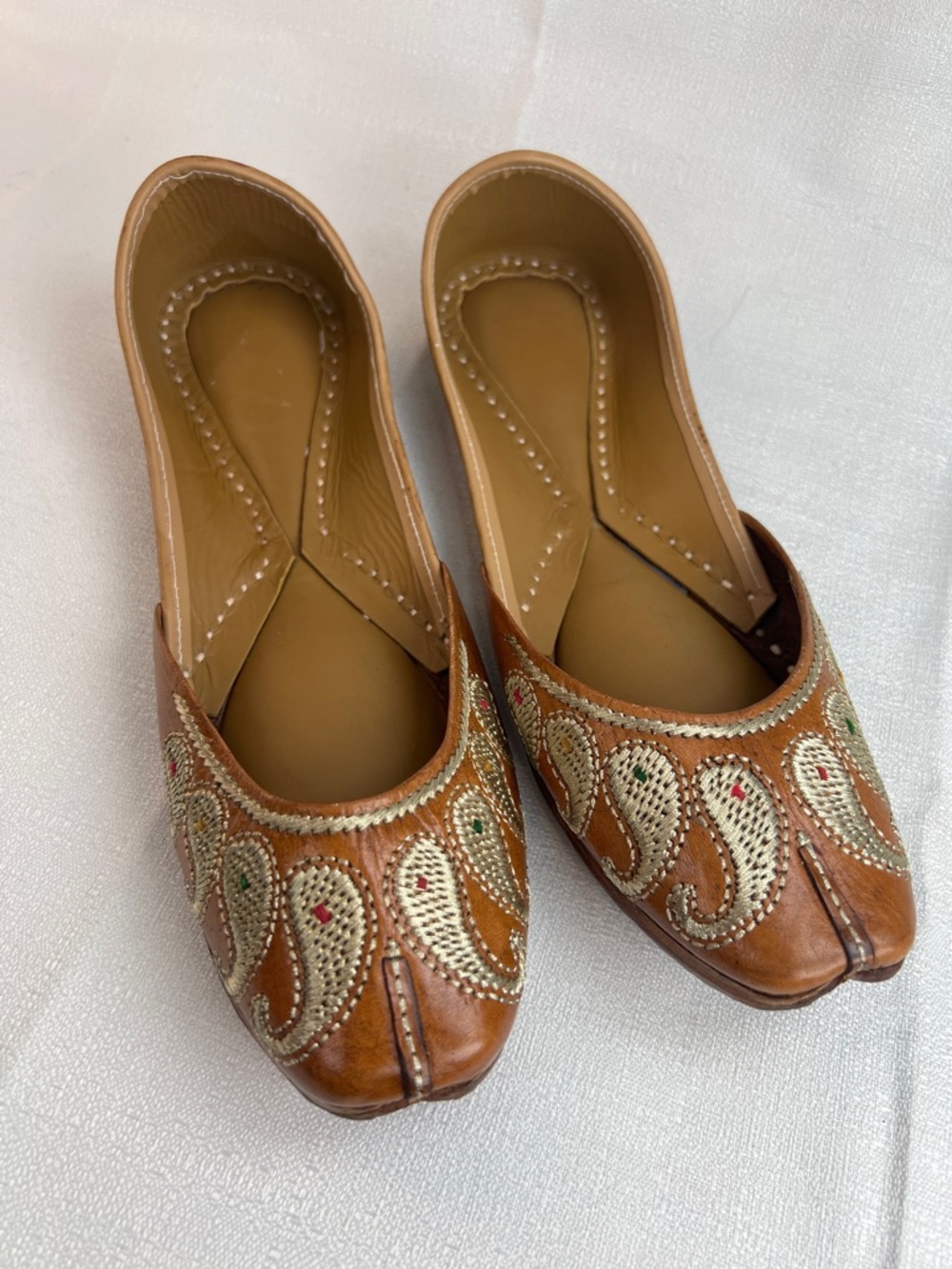 Leather handcrafted flats all genuine leather size 5 1/2 US